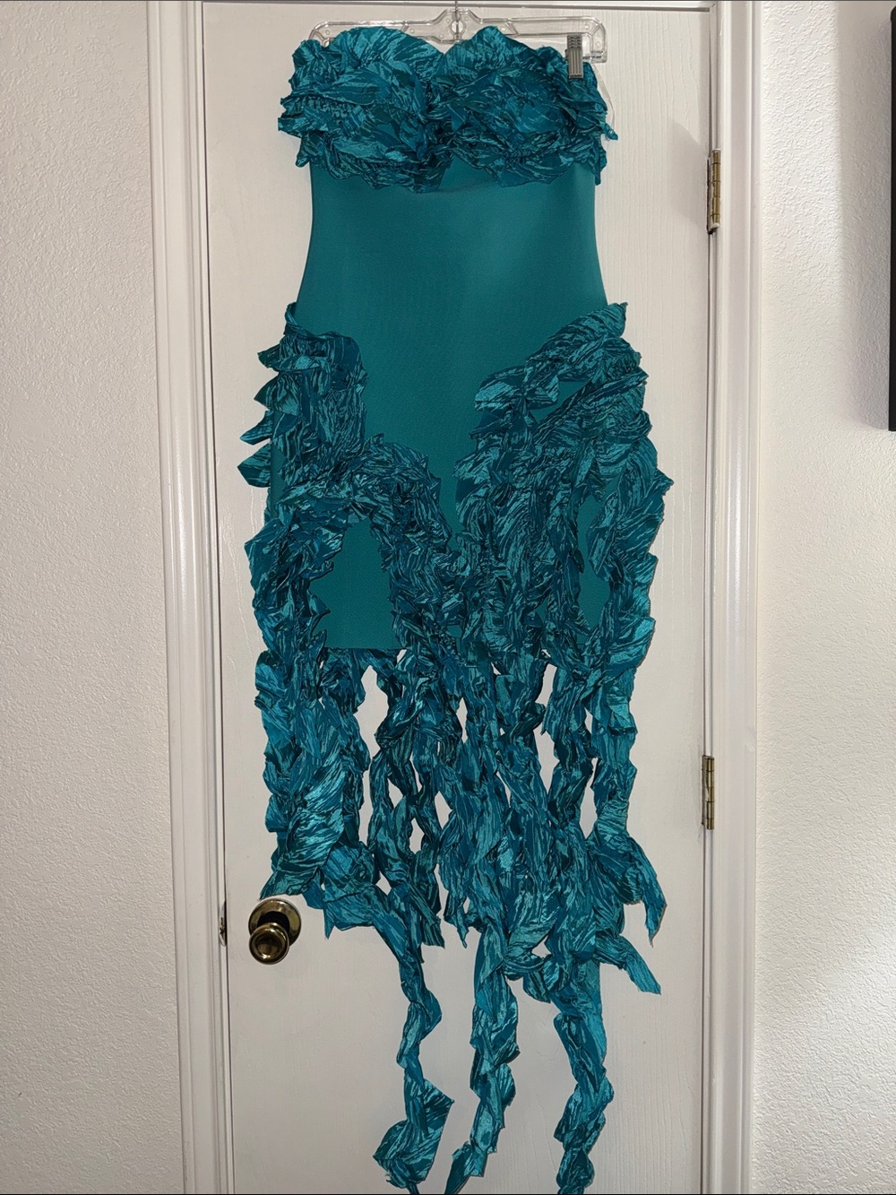 Teal Strapless Ruffled Fringe Dress BRAND NEW!!!🔥🔥🔥🔥🔥🔥 Stunning Color🍹
